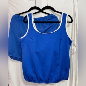 NWT Topanga by T.H.E. Royal Blue Swim Tank and Trunk with Tummy Slimmer Size 18